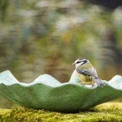 Verdigris Leaf Bird Bath