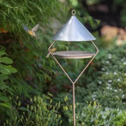 Bird Feeding Hut On Stake - Brushed Aluminium 7 Bird Feeding Hut On Stake - Brushed Aluminium -Sapling Vibe Sales Store pr2000034007 card3 lg