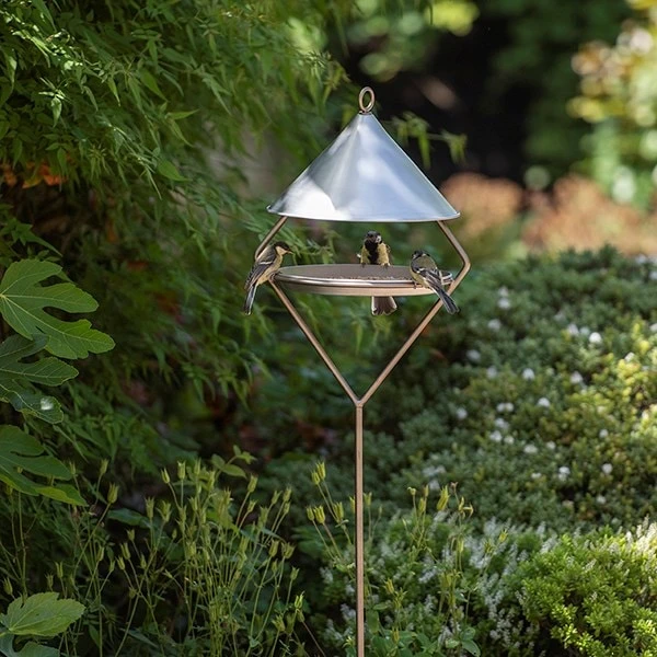 Bird Feeding Hut On Stake - Brushed Aluminium 5 Bird Feeding Hut On Stake - Brushed Aluminium - Image 5